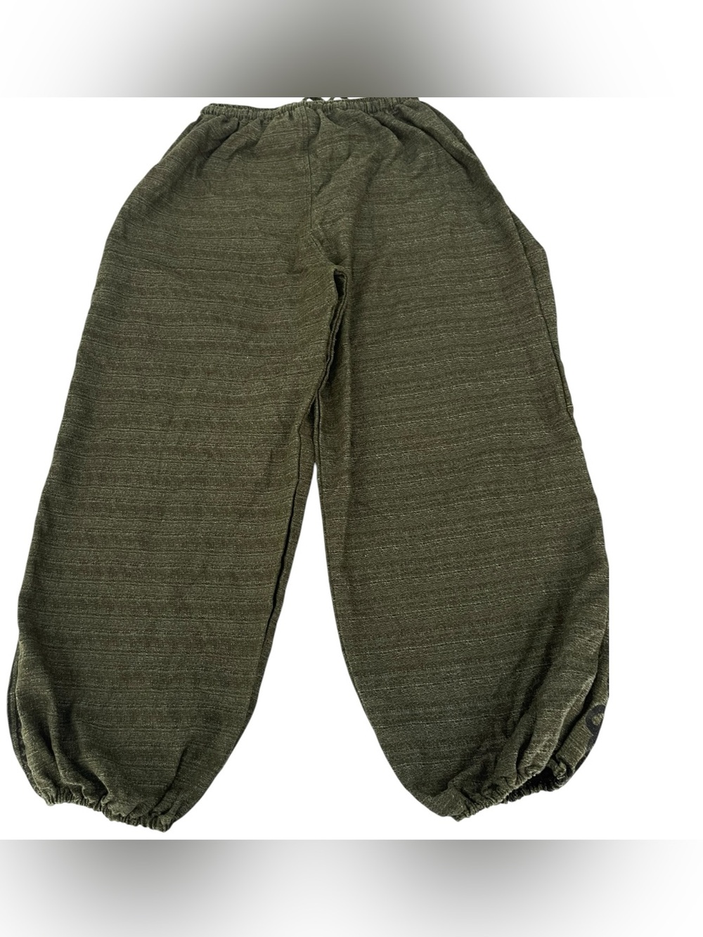 D&T Nepal Harem Pants Olive Green Om Print Cargo Yoga Boho Unisex Cotton M - Picture 8 of 9